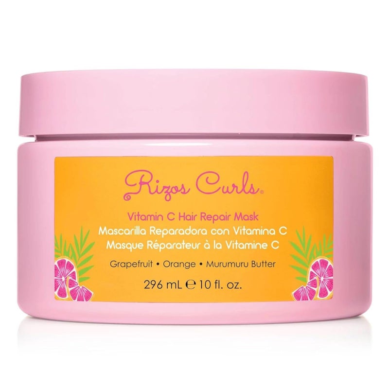 Rizos Curls قناع إصلاح الشعر بفيتامين C من ريزوس كيرلز، يرطب بعمق ويعزز الترطيب، ينعّم ويقلل التجاعيد مع إضافة اللمعان، للشعر الجاف التالف، معزّز بزبدة الشيا، لجميع أنواع الشعر 1a - 4c، 10 أونصات - Image 1