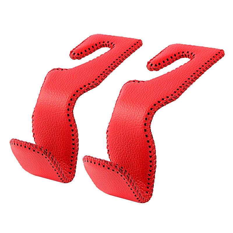 AMVOYOA Car Hooks for Purses and Bags Car Back Seat Headrest Hanger Vehicle Red Superior Leather Storage Hook Pack of 2 - Image 3