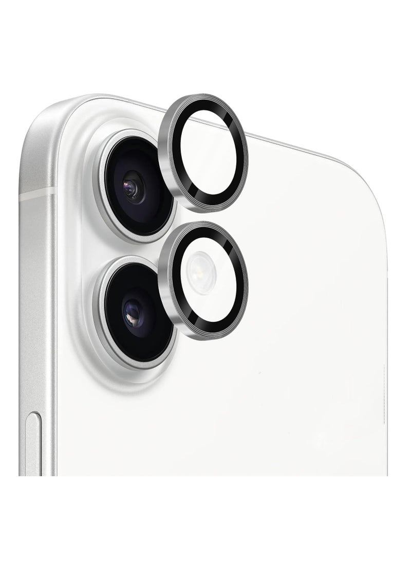IPhone 16 / Iphone 16 Plus Camera Lens Protector - [Original Shooting Model] Shatterproof Ultra HD Tempered Metal Glass Camera Screen Protector Cover (Silver)  - Image 1