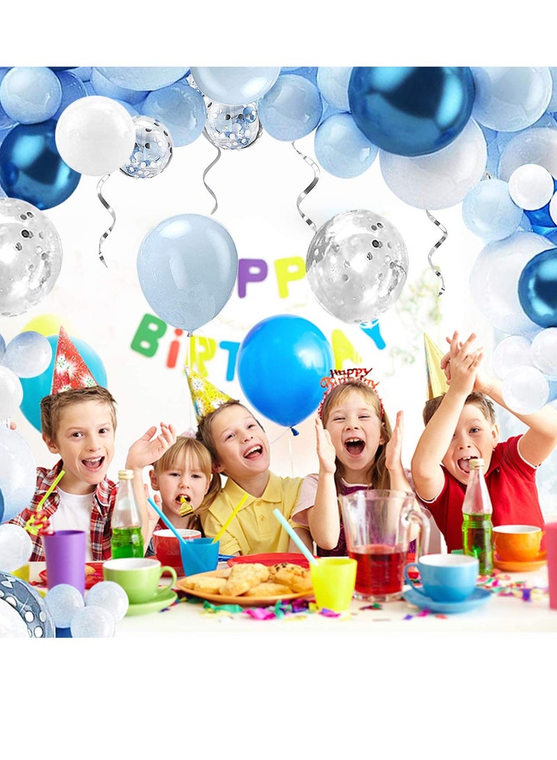 PAMEER 123pcs Blue & White Balloon Arch & Garland Kit with Pump | Confetti & Metal Latex Balloons for Party Decorations | Celebrate your Birthdays, Wedding, Baby Showers, Oh Baby, Eid & Events. - Image 3
