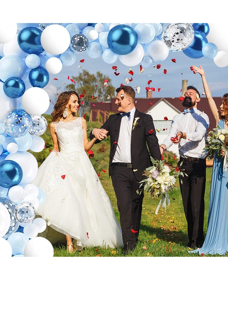 PAMEER 123pcs Blue & White Balloon Arch & Garland Kit with Pump | Confetti & Metal Latex Balloons for Party Decorations | Celebrate your Birthdays, Wedding, Baby Showers, Oh Baby, Eid & Events. - Image 4