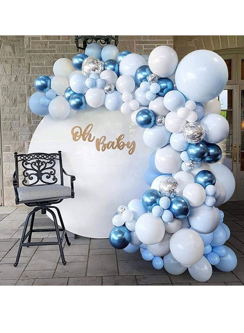 PAMEER 123pcs Blue & White Balloon Arch & Garland Kit with Pump | Confetti & Metal Latex Balloons for Party Decorations | Celebrate your Birthdays, Wedding, Baby Showers, Oh Baby, Eid & Events. - Image 5