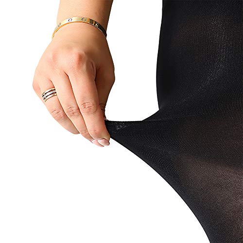 MANZI جوارب نسائية مانزي للتحكم بحجم زائد للنساء، خصر عالي، شفاف، 1 زوج أسود، 1 زوج تان، حجم كبير جداً - Image 3