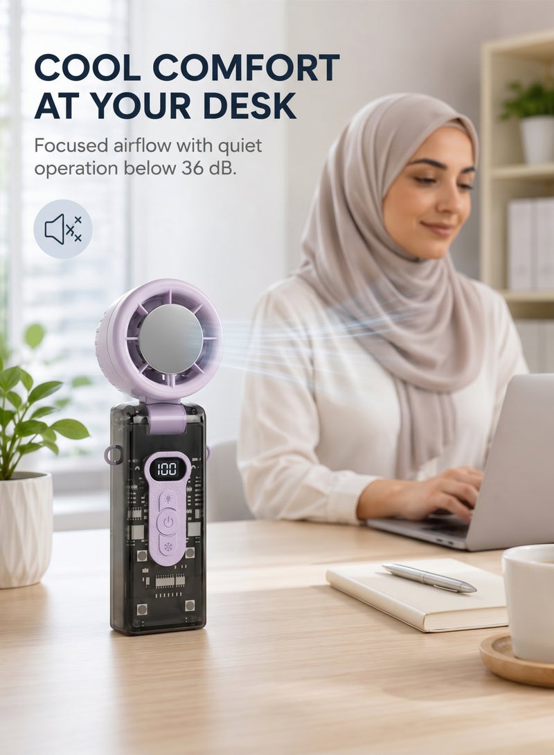 مروحة محمولة بتقنية التبريد شبه الموصل Ice Sense بسعة 4000mAh، مع 100 مستوى سرعة قابلة للتعديل، محرك قوي 13000 دورة بالدقيقة، شحن سريع Type-C، تصميم محمول للمكتب والسفر والاستخدام الخارجي - Image 3