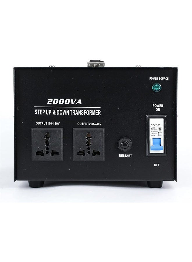 رات سو محول جهد بقدرة 2000 واط، لتحويل بين 110V/120V/220V/240V تصاعديًا وتنازليًا، مزود بمقبس عالمي للاستخدام المنزلي - Image 2