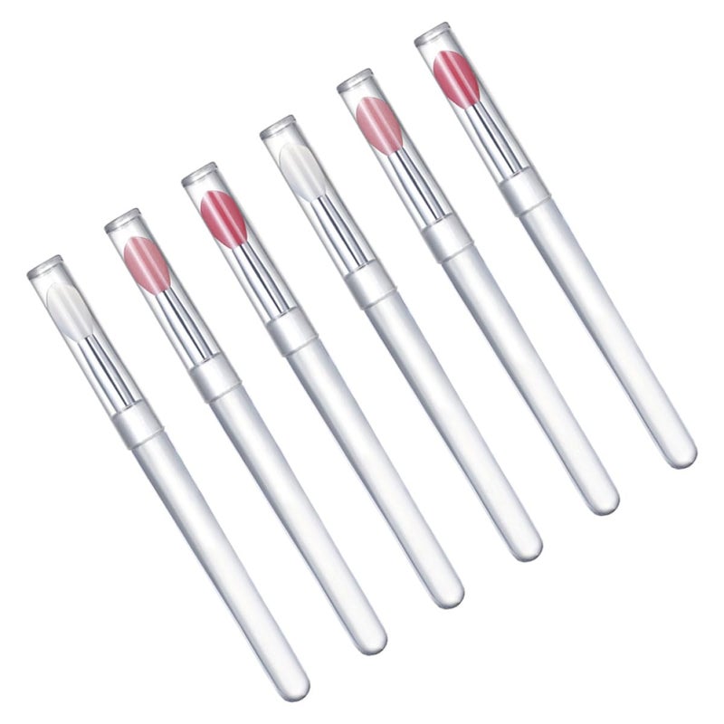 GALPADA 6pcs Small Silicone Lip Brushes with Lids, Reusable Lipstick Applicators for Precise Lip Makeup, Portable Cosmetic Tools for Women - Image 1