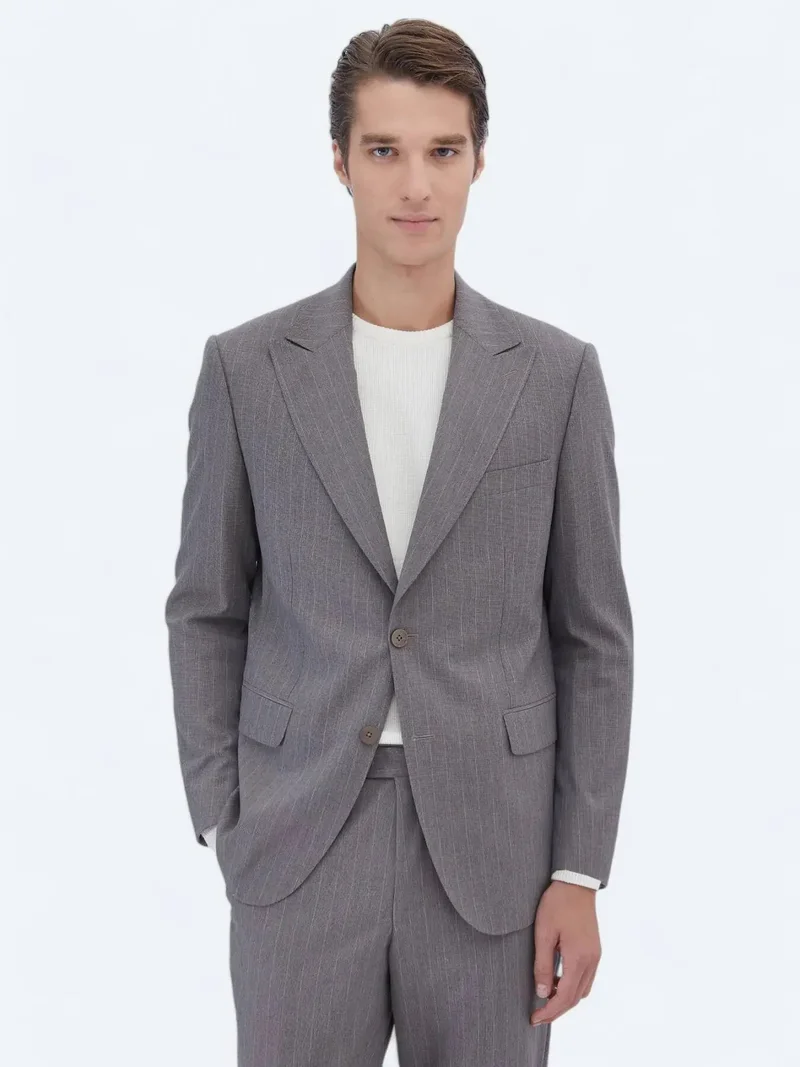 كيب بدلة مريحة مخططة بلون المنك