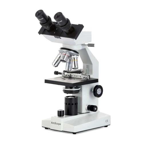 AmScope B100B-MS Compound Binocular Microscope, 40X-2000X Magnification, Brightfield, Tungsten Illumination, Abbe Condenser, Mechanical Stage - Image 1