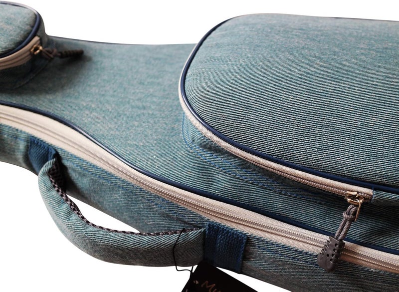 MUSIC FIRST Vintage Style Denim Baritone Ukulele Case - 0.6" Thick Padded Bag for 30"~31" Ukuleles - Image 5
