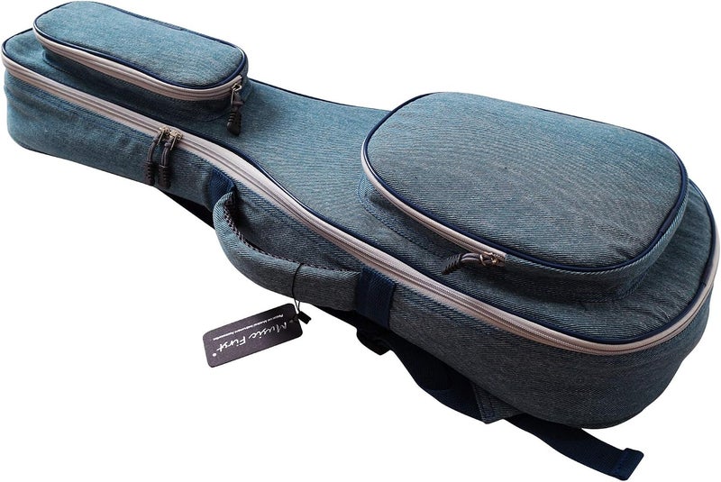 MUSIC FIRST Vintage Style Denim Baritone Ukulele Case - 0.6" Thick Padded Bag for 30"~31" Ukuleles - Image 2
