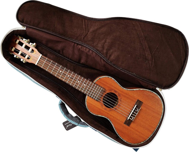 MUSIC FIRST Vintage Style Denim Baritone Ukulele Case - 0.6" Thick Padded Bag for 30"~31" Ukuleles - Image 3