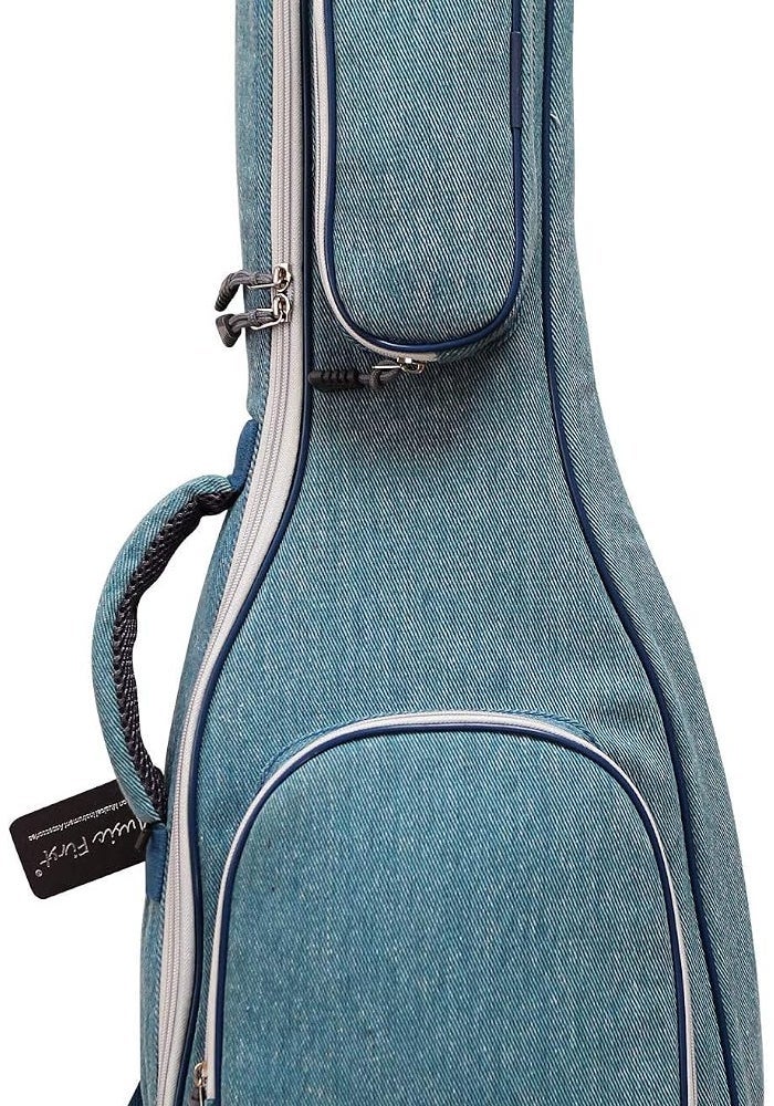 MUSIC FIRST Vintage Style Denim Baritone Ukulele Case - 0.6" Thick Padded Bag for 30"~31" Ukuleles - Image 1