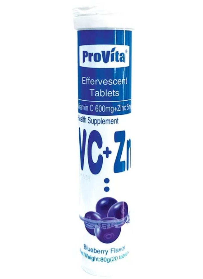 ProVita PROVITA VITAMIN C With ZINC 600 MG + ZINC 5 MG 20 EFFERVESCENT TABLETS  - Image 1