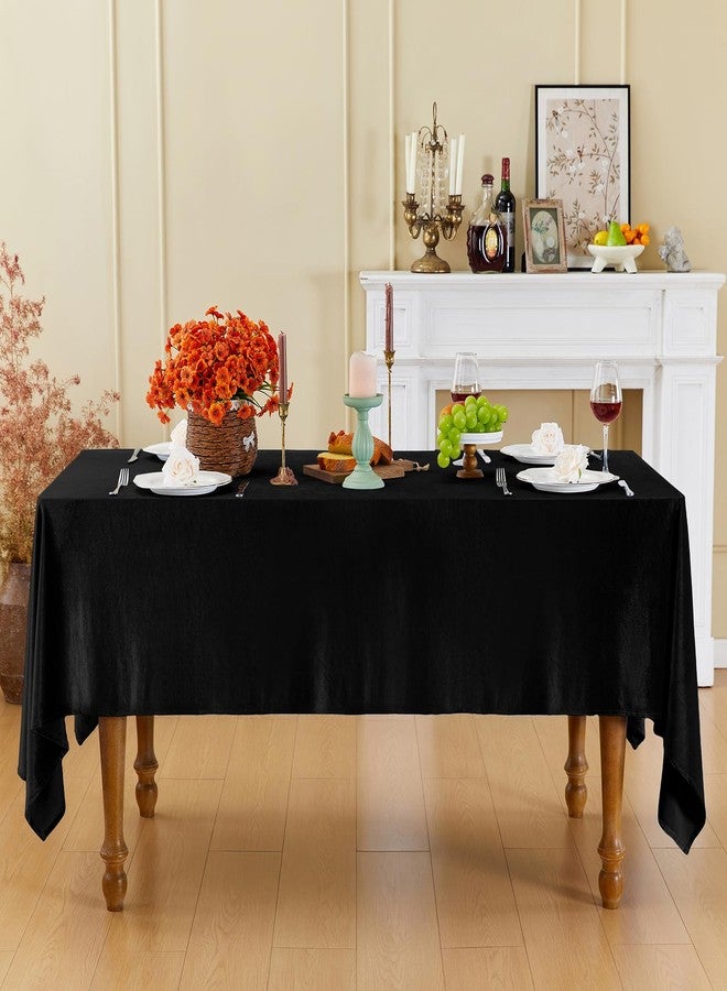 Cobedzy Black Velvet Tablecloth, 60 x 102 Inch Rectangle Table Cover, Black Velvet Table Cloth Smooth Luxury Tablecloth for Party Wedding Dining Banquet - Image 2
