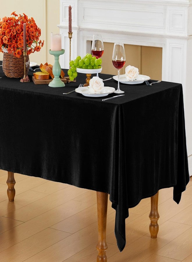 Cobedzy Black Velvet Tablecloth, 60 x 102 Inch Rectangle Table Cover, Black Velvet Table Cloth Smooth Luxury Tablecloth for Party Wedding Dining Banquet - Image 1