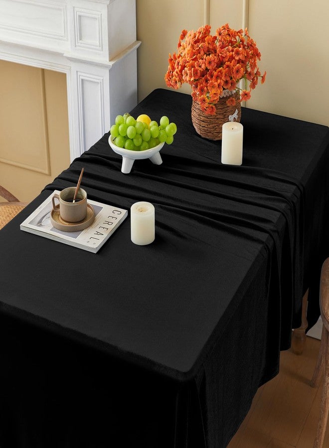Cobedzy Black Velvet Tablecloth, 60 x 102 Inch Rectangle Table Cover, Black Velvet Table Cloth Smooth Luxury Tablecloth for Party Wedding Dining Banquet - Image 3