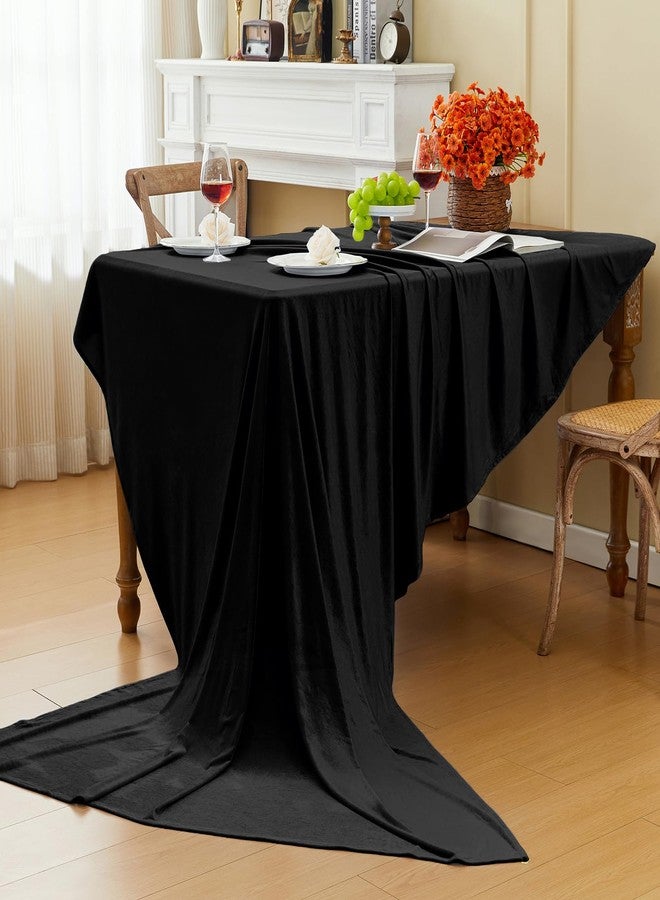 Cobedzy Black Velvet Tablecloth, 60 x 102 Inch Rectangle Table Cover, Black Velvet Table Cloth Smooth Luxury Tablecloth for Party Wedding Dining Banquet - Image 4