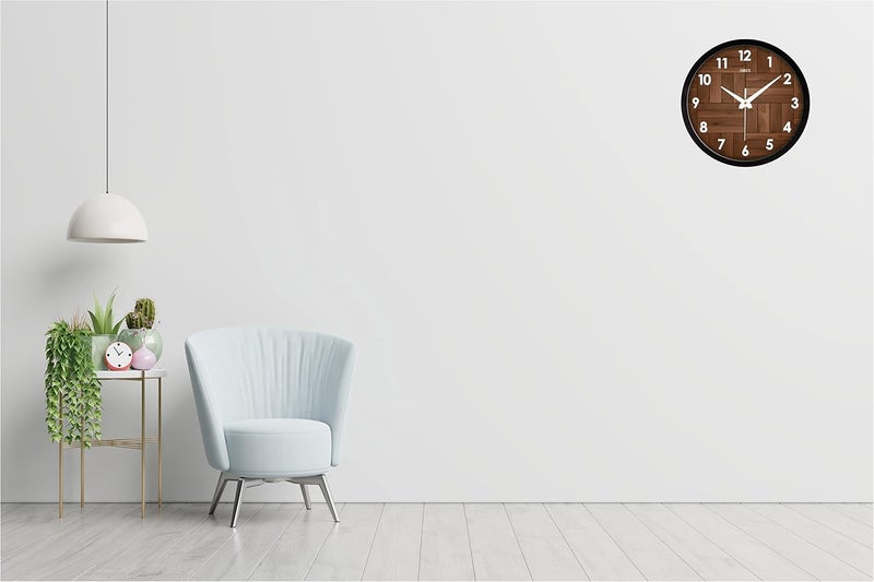 OREX CLOCK AND GIFT 12 inch Plastic & Glass Wall Clock for Home, Bedroom, Livingroom, Diningroom - Wooden Design - Image 4