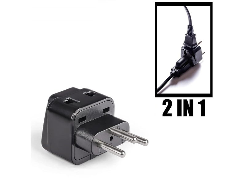 OREI OREI India to Switzerland Rwanda Liechtenstein Type J Travel Adapter Plug 2 in 1 CE Certified RoHS Compliant 2 Pack Black Color P2111A2PK  - Image 3