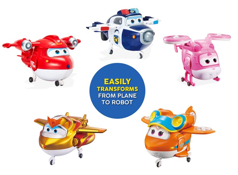 Super Wings 5 Transforming Toys 5Pack Supercharged Jett Supercharged Paul Supercharged Dizzy Golden Boy  Sunny Airplane Toys Action Figures Preschool Toy Plane for 3 4 5 Year Old Kids - Image 3