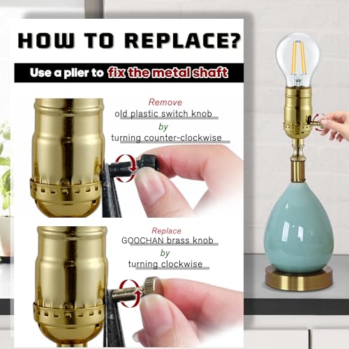 GooChan Brass Lamp Switch Knob,Turn On/Off Light Switch Knob Replacement,Standard Size Twist Switch Knobs,Antique Brass Color (Gold) - Image 3