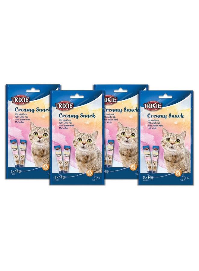 Trixie Creamy Snacks For Cats, Delicious And Nutritious Treat For Your Beloved Pet, Suitable For All Breeds - (Pack Of 4), 5 X 14 G (White Fish) - Image 1