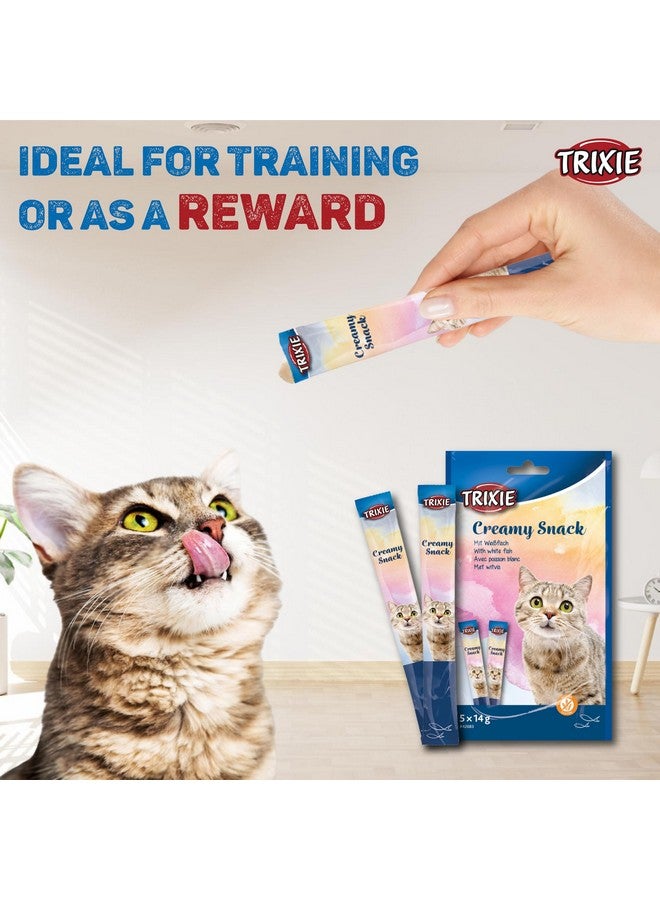 Trixie Creamy Snacks For Cats, Delicious And Nutritious Treat For Your Beloved Pet, Suitable For All Breeds - (Pack Of 4), 5 X 14 G (White Fish) - Image 2