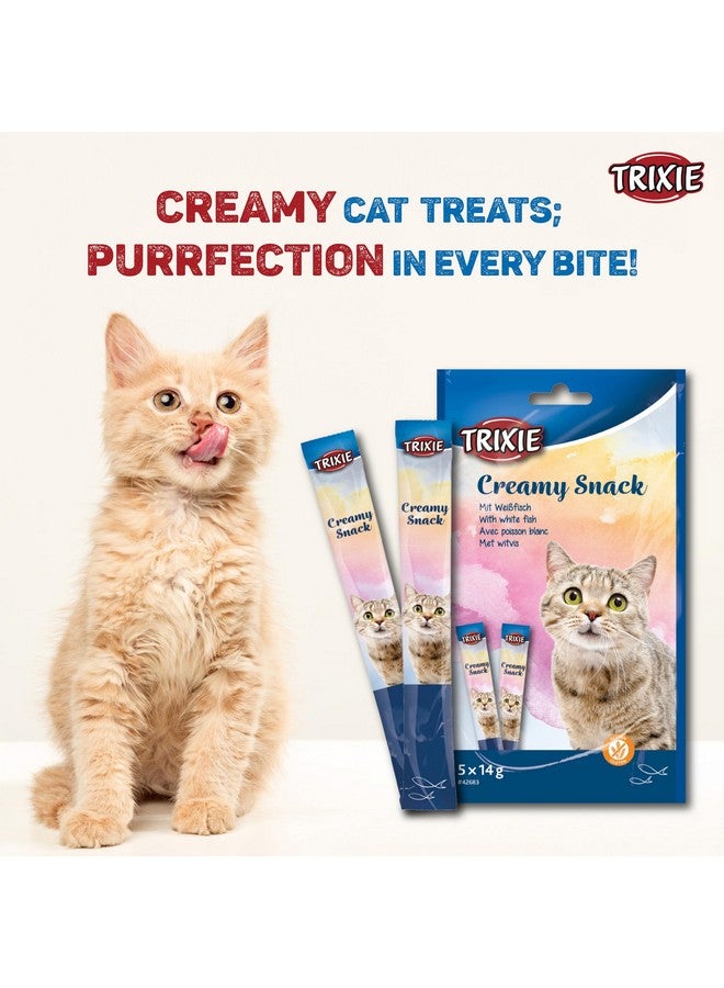 Trixie Creamy Snacks For Cats, Delicious And Nutritious Treat For Your Beloved Pet, Suitable For All Breeds - (Pack Of 4), 5 X 14 G (White Fish) - Image 5