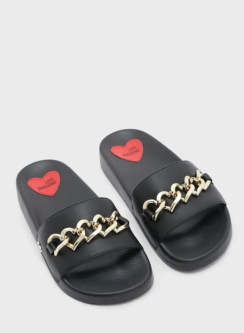Love Moschino Printed Slides
