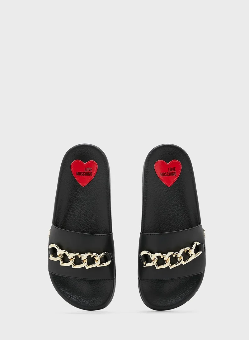Love Moschino Printed Slides