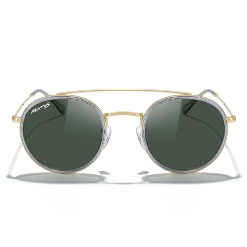 MERRY'S Retro Round Polarized Sunglasses - Unisex Double Bridge Sun Glasses - Image 1