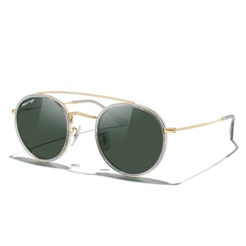 MERRY'S Retro Round Polarized Sunglasses - Unisex Double Bridge Sun Glasses - Image 3