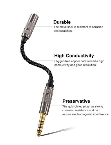 okcsc Headphone Adapter 44mm Male to 35mm Female Adapter for 35mm Cable Connected to Balanced 44mm Player Device High Stereo Audio Converter OFC Cable with GoldPlated Plug 6 inch Length - Image 3