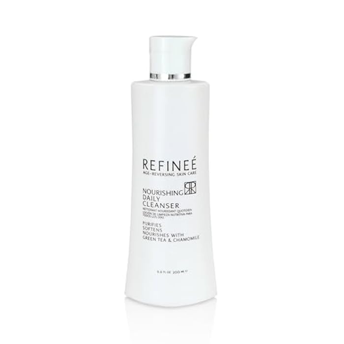 Refinee Daily Nourishing Green Tea and Chamomile Face Cleanser for Men & Women, Age Reversing, Purifies, Softens, & Nourishment Formula for Dry and Sensitive Skin Care, Salty Fragrance, 6.6OZ 200Ml - Image 1