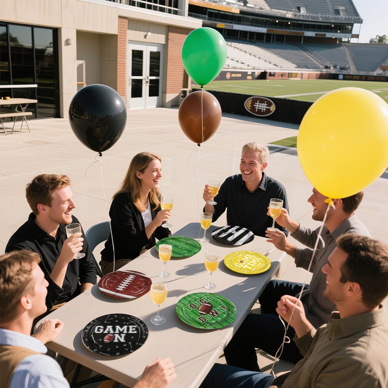 Grencian 60Pcs Football Patry Paper Plates 9" Football Paper Plates Disposable Dessert Platters for Sport Theme Super Game Bowl Gameday Tailgate Party Decorations - Image 5