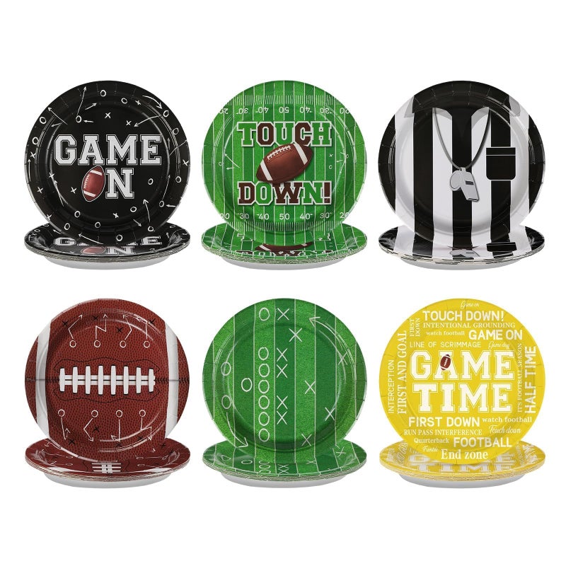Grencian 60Pcs Football Patry Paper Plates 9" Football Paper Plates Disposable Dessert Platters for Sport Theme Super Game Bowl Gameday Tailgate Party Decorations - Image 1