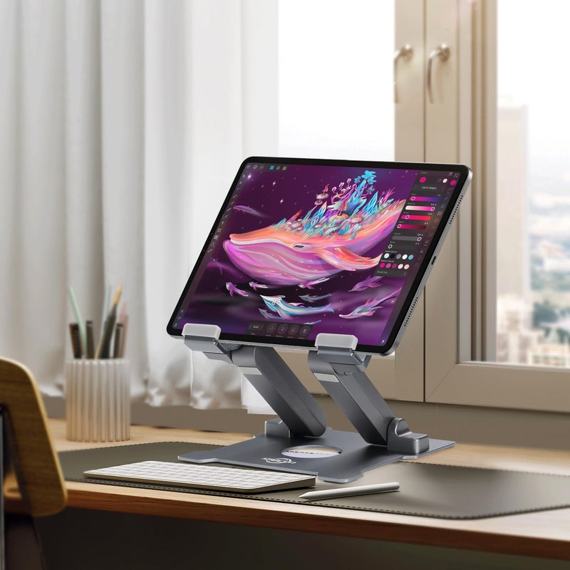 KABCON Adjustable Aluminum Tablet Stand (7-13.5 inch), Compatible with iPad, Surface Pro, FIRD HD 10, Samsung Galaxy Tab E, ASUS Transformer & Other Devices - Image 3