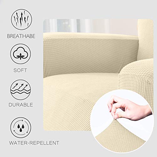 Granbest Premium Water Repellent Recliner Chair Cover High Stretch Jacquard Fabric Recliner Slipcover with Pockets (Recliner, Beige) - Image 4