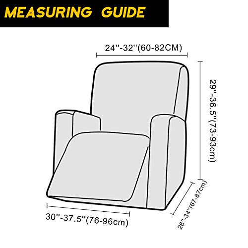 Granbest Premium Water Repellent Recliner Chair Cover High Stretch Jacquard Fabric Recliner Slipcover with Pockets (Recliner, Beige) - Image 5