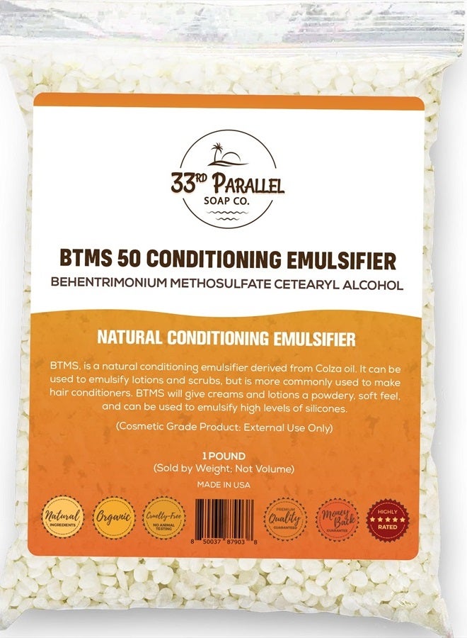 33RD PARALLEL SOAP CO. 33rd PARALLEL | BTMS 50 Conditioning Emulsifier | Sizes 2 OZ to 1 LBS | 100% Natural Plant Derived | Behentrimonium Methosulfate Cetearyl Alcohol Emulsifying Conditioner | Product of USA (1 POUND)  - Image 1