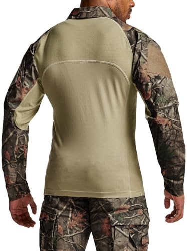 CQR Men's Tactical Combat Shirt, 1/4 Zip Long Sleeve Breathable Military BDU Training Top for Shooting, Hunting, Range Use, Raider Hunting Camo, Medium - Image 3