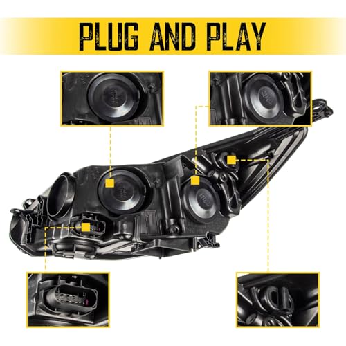 MARSFLUX Headlights Assembly Black Housing + Amber Compatible With 2012 2013 2014 FORD FOCUS Only Fits Models with Halogen Headlights (Driver and Passenger Side) - Image 3