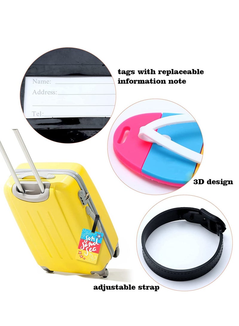 KASTWAVE 14Pcs Luggage Tags, Waterproof ID Tag Multicolor Band Loop Air Suitcase Identification Tag, Mens Womens Kids Travel Summer Beach Vacation Themed Travel Bag Luggage Tags - Image 4
