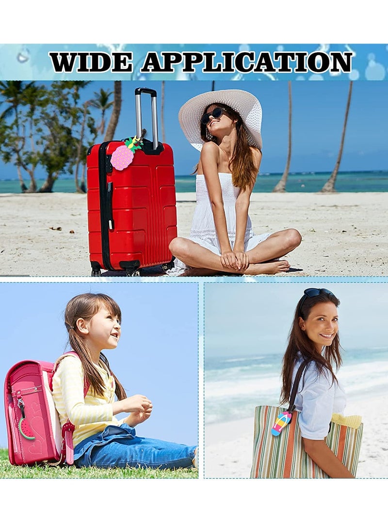 KASTWAVE 14Pcs Luggage Tags, Waterproof ID Tag Multicolor Band Loop Air Suitcase Identification Tag, Mens Womens Kids Travel Summer Beach Vacation Themed Travel Bag Luggage Tags - Image 3