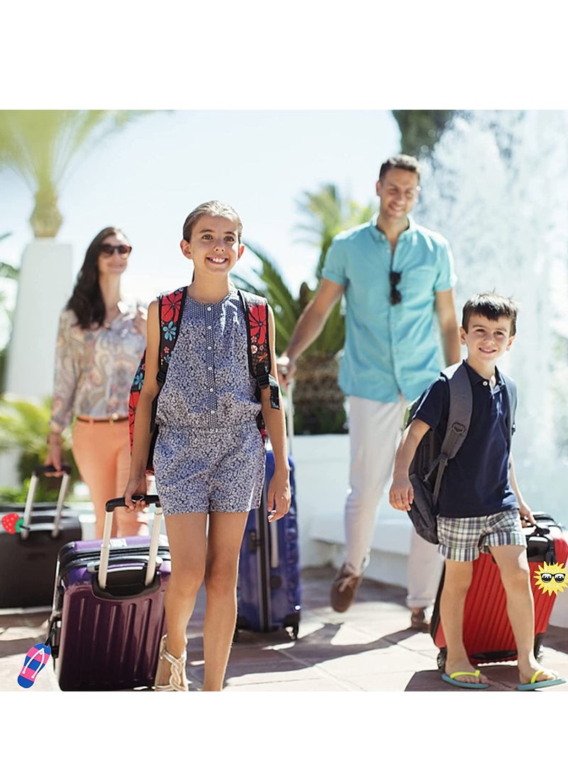 KASTWAVE 14Pcs Luggage Tags, Waterproof ID Tag Multicolor Band Loop Air Suitcase Identification Tag, Mens Womens Kids Travel Summer Beach Vacation Themed Travel Bag Luggage Tags - Image 2