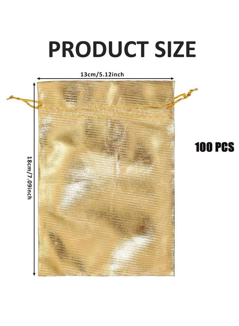 100 Pack Drawstring Pouch Bags 5 x 7 Inches for Jewelry, Watches, Earrings, Bracelets, Lipstick, Baby Showers, Weddings, Party Favors, Cookies, and Candy Bags.  - Image 5