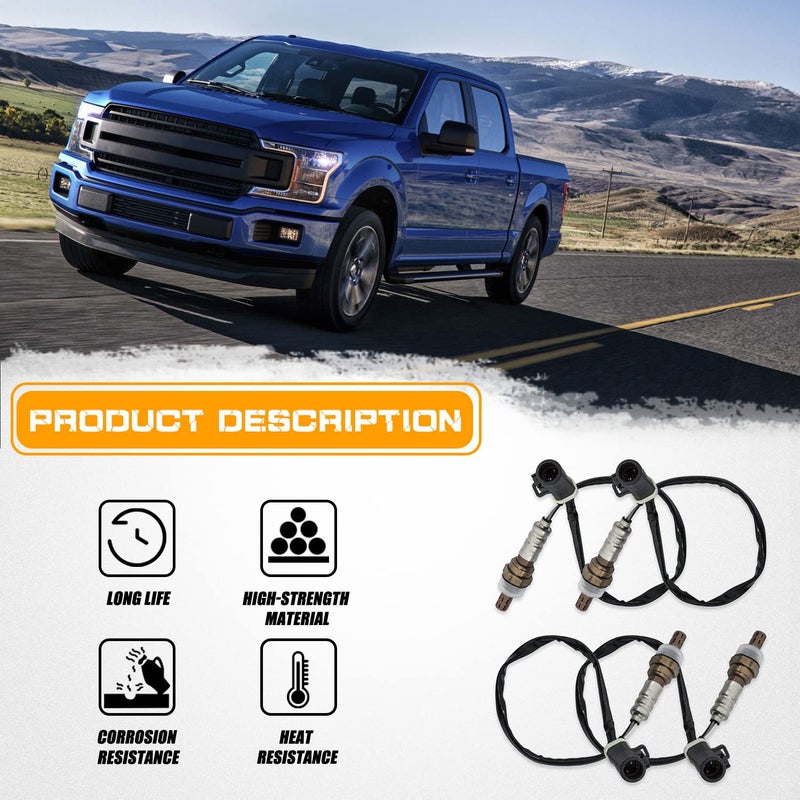 RANSOTO حساس الأكسجين O2 15717 متوافق مع 1990-2014 فورد F150 F250 F350 رينجر إيسكيب إكسبلورر لينكولن مازدا ميركوري يستبدل 15716 15718 مجموعة من 4 - Image 2