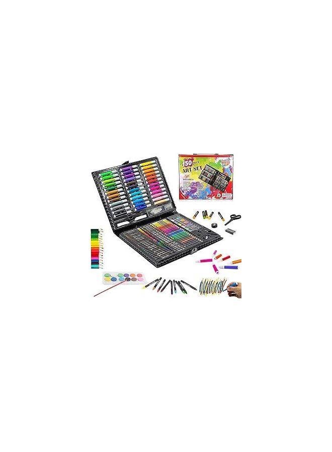 150Piece Art Set,Painting & Drawing Supplies Kit with Portable Art Box,Oil Pastels, Crayons, Colored Pencils, Markers, Watercolor Cakes Inspiration & Creativity Coloring Art Set - Image 1