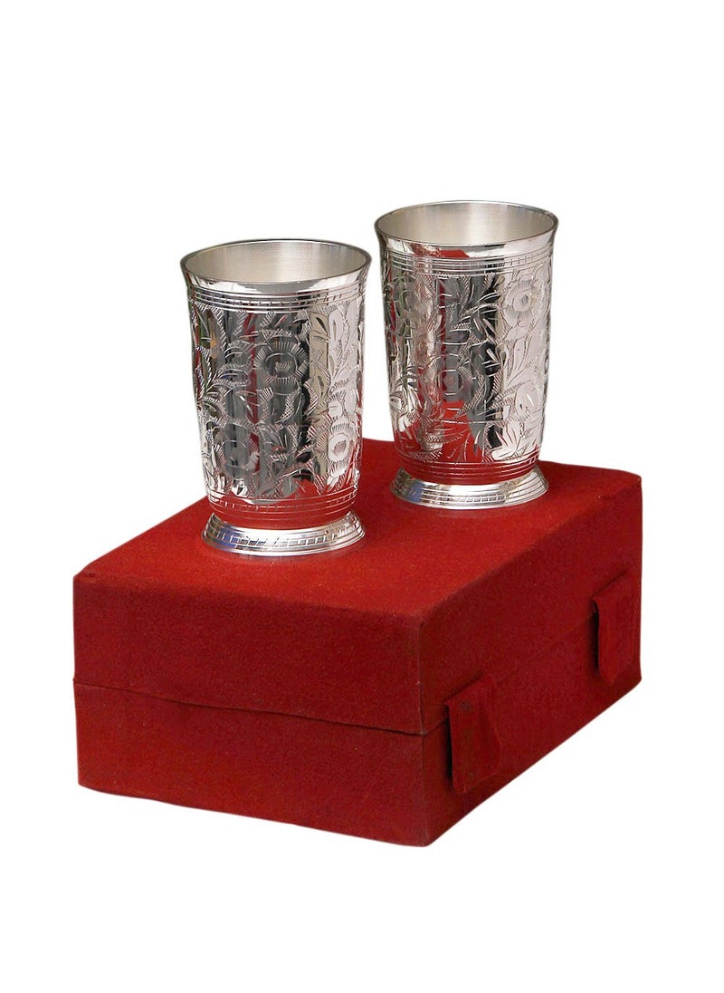 AC ANAND CRAFTS AC ANAND CRAFTS Brass Glass Set of 2 Silver 