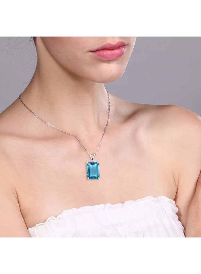 GEM STONE KING 9.72 Ct Genuine Emerald cut Swiss Topaz Gemstone Birthstone 925 Sterling Silver Pendant Necklace With 18 Inch Silver Chain - Image 4